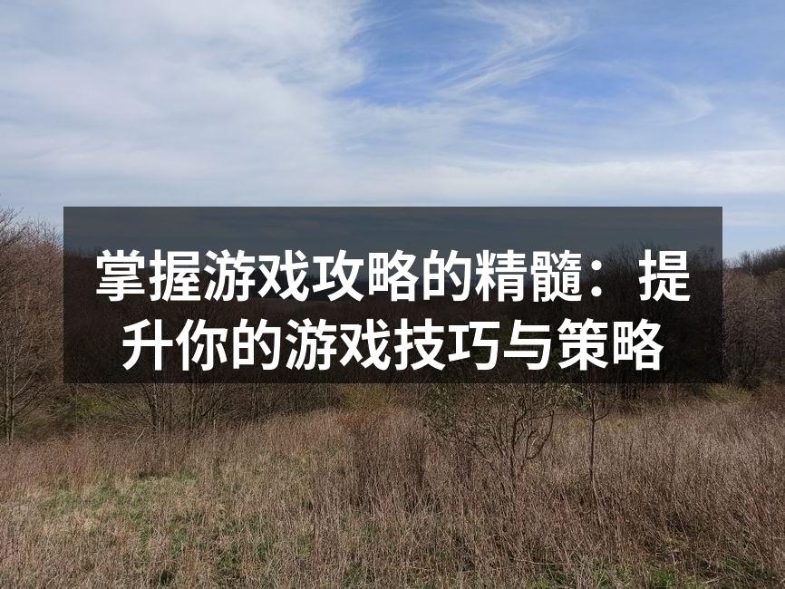掌握游戏攻略的精髓：提升你的游戏技巧与策略